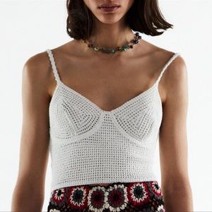 Zara crochet ivory crop top size medium NBW